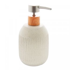 Porta Sabonete Líquido de Cerâmica Granilite Lines Branco 430ml - Lyor