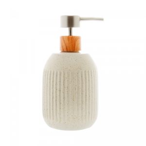Porta Sabonete Líquido de Cerâmica Granilite Lines Branco 430ml - Lyor