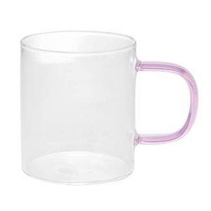 Conjunto 2 Canecas de Vidro Borossilicato com Alça Rosa 350ml - Lyor