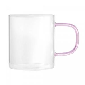 Conjunto 2 Canecas de Vidro Borossilicato com Alça Rosa 350ml - Lyor