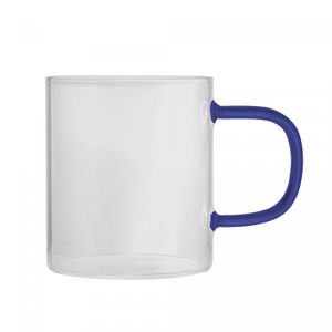 Conjunto 2 Canecas de Vidro Borossilicato com Alça Azul 270ml - Lyor