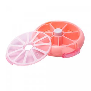 Porta Comprimidos Giratório de Plástico Rosa 9cm x 9cm x 2,5cm - Lyor