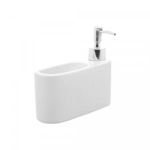 Porta Detergente Líquido de Cerâmica com Suporte para Esponja Branco - Lyor