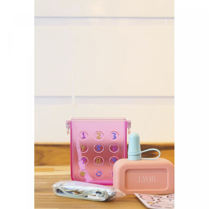 Garrafa-Squeeze-de-Policarbonato-Formato-Celular-Rosa-300ml-Lyor