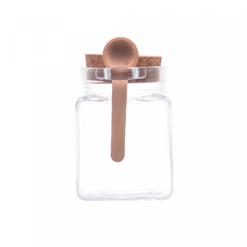 Porta-Tempero-Quadrado-de-Vidro-com-Colher-de-Bambu-e-Tampa-Rolha-310ml-Lyor