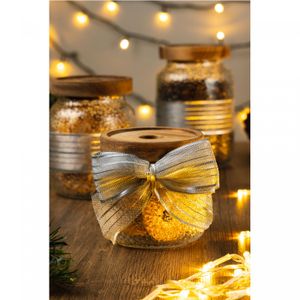Pote de Vidro Martelado com Tampa de Acacia Petra 350ml - Lyor