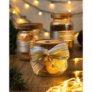 Pote de Vidro Martelado com Tampa de Acacia Petra 500ml - Lyor