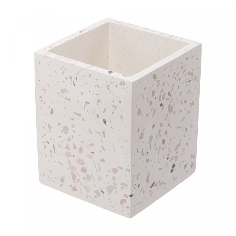 Organizador-Quadrado-de-Marmore-Terrazo-Branco-8cm-x-8cm-x-10cm-Lyor