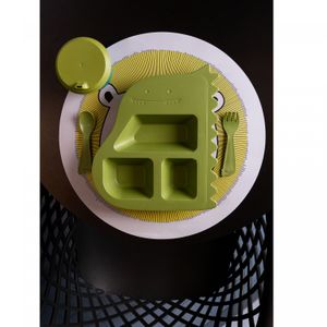 Conjunto de Prato com 2 Talheres de Bambu e PP Baby Dino Verde - Lyor