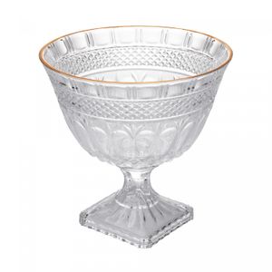 Centro de Mesa com Pé de Cristal E Fio de Ouro Brandon 26cm x 26cm x 25,5cm - Lyor