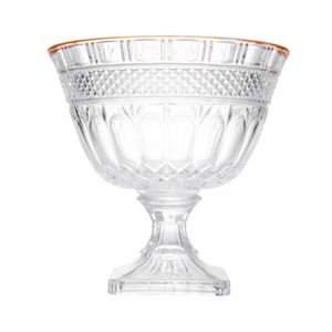 Centro de Mesa com Pé de Cristal E Fio de Ouro Brandon 26cm x 26cm x 25,5cm - Lyor