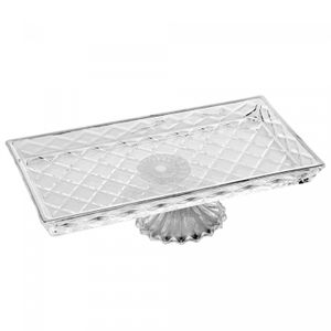 Travessa para Servir de Cristal com Pé Deli Diamond 34,5cm x 18,5cm x 11,5cm - Lyor