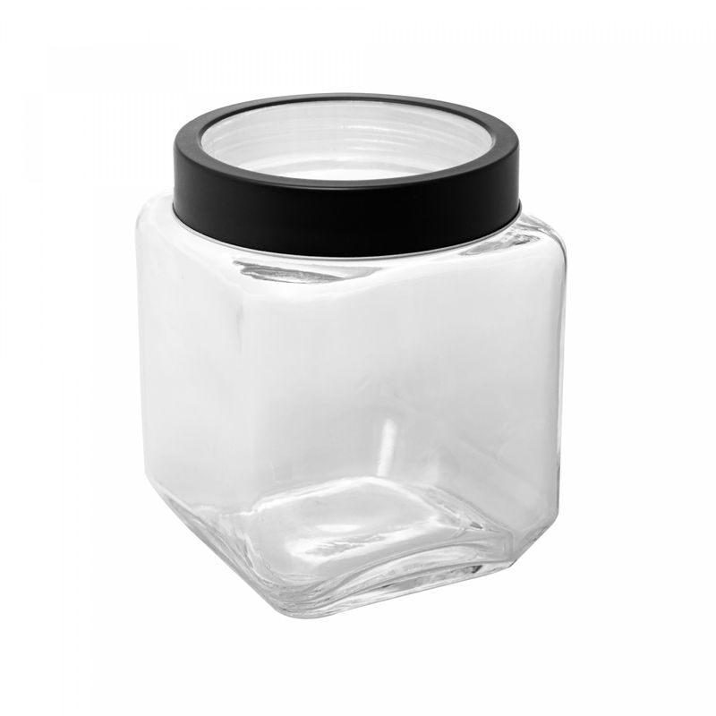 Pote-de-Vidro-com-Tampa-de-Metal-e-Acrilico-Gastro-Preta-12L-Lyor