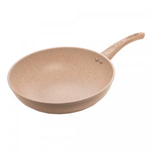Frigideira Wok de Indução em Alumínio com Revestimento Cerâmico Granilite Bege 28cm - Lyor