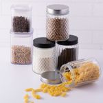 Porta-Mantimento-de-Vidro-Lapidado-Sortido-com-Tampa-Inox-Preta-500ml-Lyor