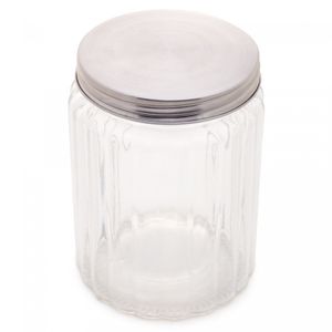 Porta Mantimento de Vidro Lapidado Sortido com Tampa Inox 500ml - Lyor