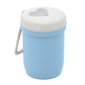 Pote Térmico de Bambu e PP Parede Dupla com Alça de Silicone e Tampa Azul 300ml - Lyor
