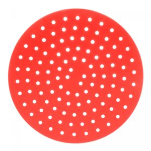 Tapete Protetor de Silicone para Fritadeira Air Fryer e Fogão Indução Redondo Vermelho 18,5cm - Lyor