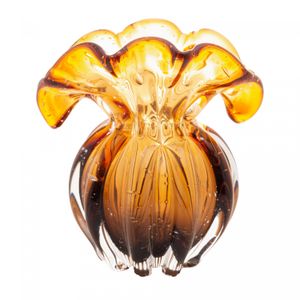 Vaso de Vidro Italy Âmbar e Marrom 15cm x 13cm x 16cm - Lyor
