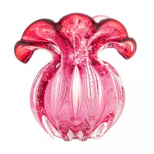 Vaso de Vidro Italy Rosa 13,5cm x 11cm x 14cm - Lyor