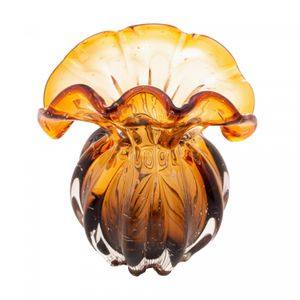 Vaso de Vidro Italy Âmbar e Marrom 13,5cm x 11cm x 14cm - Lyor