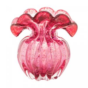 Vaso de Vidro Italy Rosa e Dourado 11cm x 9cm x 11,5cm - Lyor