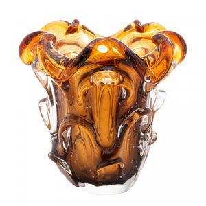 Vaso de Vidro Italy Âmbar e Marrom 13cm x 14,5cm - Lyor