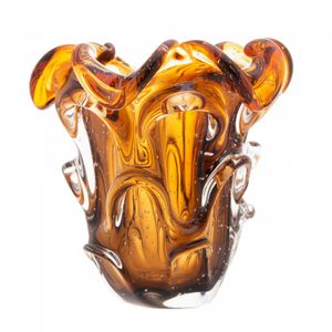 Vaso de Vidro Italy Âmbar e Marrom 13cm x 14,5cm - Lyor