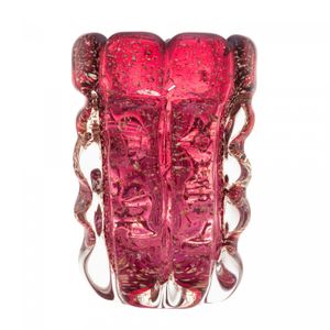 Vaso de Vidro Italy Rosa e Dourado 10cm x 15cm - Lyor