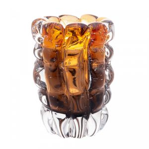 Vaso de Vidro Italy Âmbar e Marrom 10cm x 15cm - Lyor