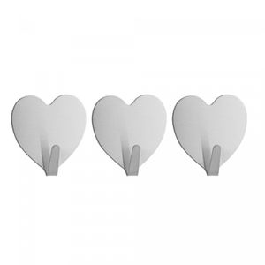 Conjunto de 3 Ganchos AutoAdesivos em Aço Inox Heart 4cm - Lyor