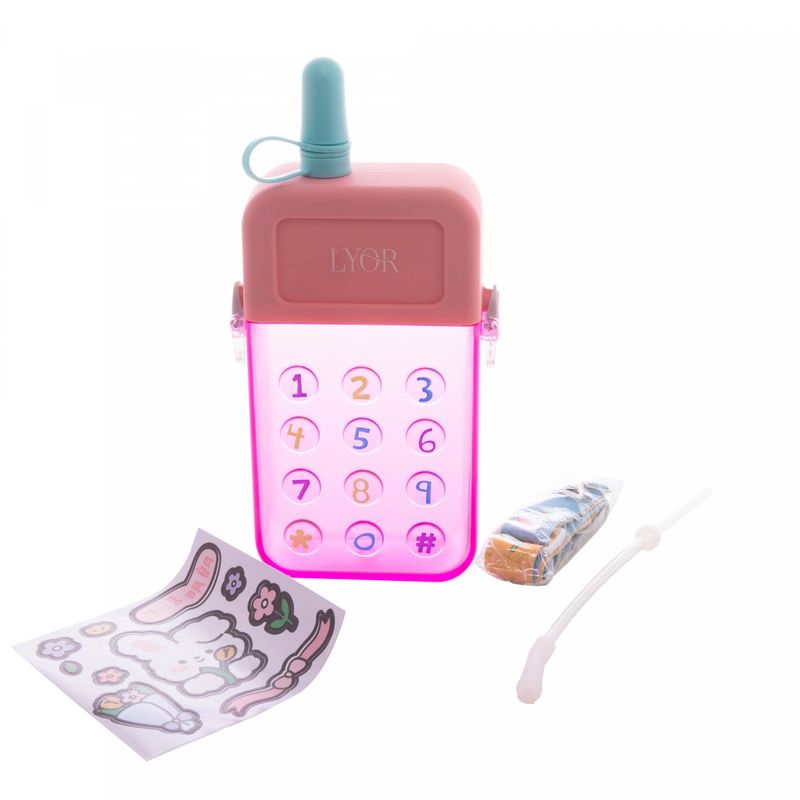 Garrafa-Squeeze-de-Policarbonato-Formato-Celular-Rosa-300ml-Lyor