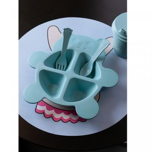Conjunto de Prato com 2 Talheres de Bambu e PP Baby Bear Azul - Lyor