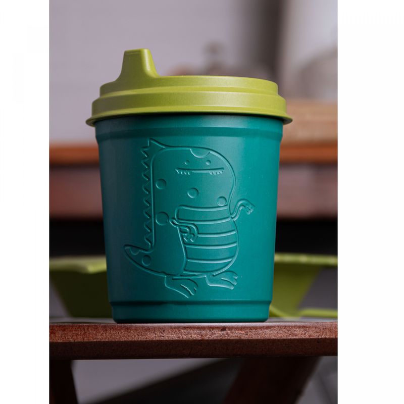 Conjunto-de-Prato-com-2-Talheres-de-Bambu-e-PP-Baby-Dino-Verde-Lyor