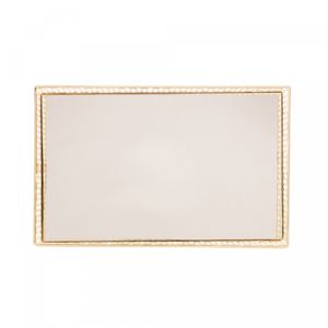 Bandeja de Metal com Espelho Barcelona Dourada 21cm x 13cm x 5cm - Lyor