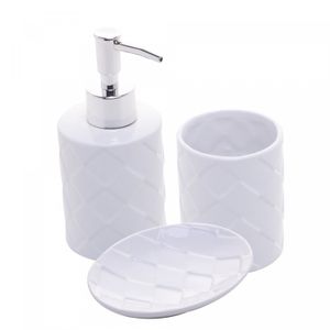 Conjunto 3 Peças para Banheiro de Cerâmica Toulon Branco - Lyor