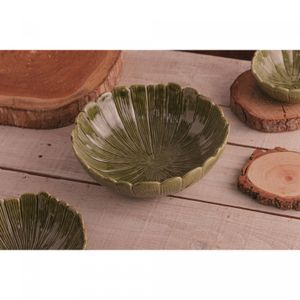 Centro de Mesa de Cerâmica Banana Leaf Verde 25cm x 25cm x 8,5cm - Lyor