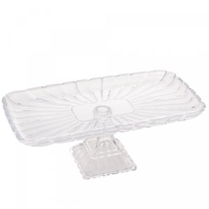 Prato para Bolo de Cristal Quadratta 36,5cm x 17cm x 14cm - Lyor