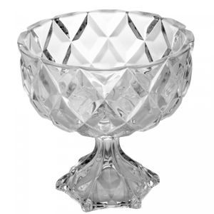 Centro de Mesa Decorativo de Cristal com Pé Deli Diamond 24,5cm x 24cm - Lyor