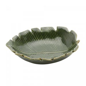 Folha Decorativa de Cerâmica Banana Leaf Verde 16cm x 12cm x 4cm - Lyor