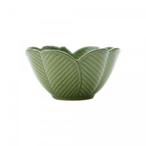 Centro de Mesa Decorativo de Cerâmica Banana Leaf Verde 13cm x 7cm - Lyor