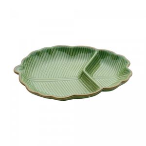 Folha Decorativa de Cerâmica Banana Leaf Verde 26,5cm x 20cm x 4cm - Lyor