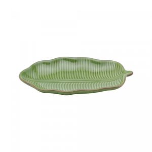 Folha Decorativa de Cerâmica Banana Leaf Verde 16cm x 9cm x 2cm - Lyor
