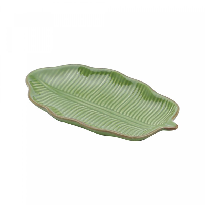 Folha-Decorativa-de-Ceramica-Banana-Leaf-Verde-16cm-x-9cm-x-2cm-Lyor