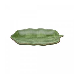 Folha Decorativa de Cerâmica Banana Leaf Verde 25,5cm x 15cm x 3cm - Lyor