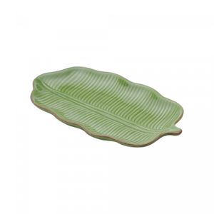 Folha Decorativa de Cerâmica Banana Leaf Verde 25,5cm x 15cm x 3cm - Lyor