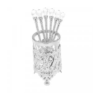 Conjunto 6 Colheres de Zamac com Suporte Niquelado Crystal 14cm - Lyor
