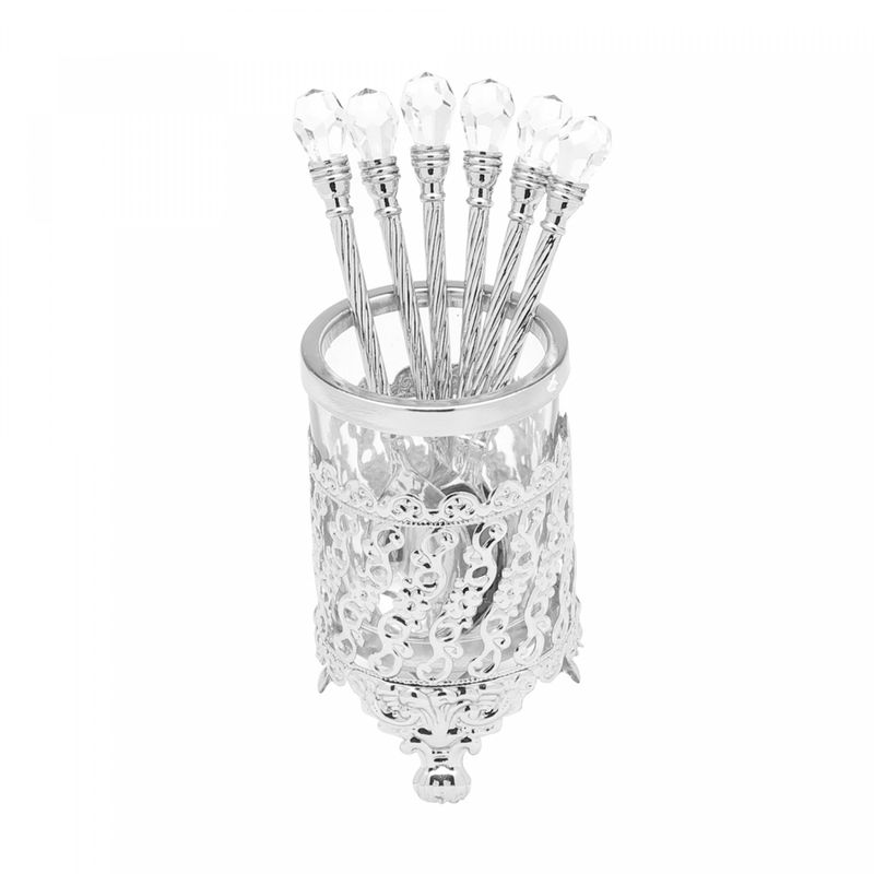 Conjunto-6-Colheres-de-Zamac-com-Suporte-Niquelado-Crystal-14cm-Lyor