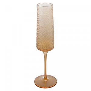 Taça para Champanhe de Cristal Ecológico Martelado Petra Âmbar Metalizado 300ml - Lyor