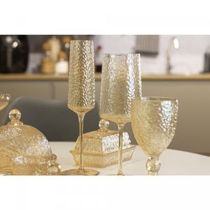 Taça para Champagne de Cristal Ecológico Martelado Petra Âmbar Metalizado 300ml - Lyor